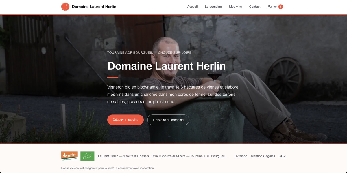 Aperçu du site du Domaine Laurent Herlin